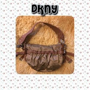 DKNY Small Brown slouchy fabric bag